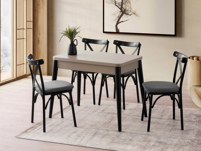 Hanah Home Dolunay - 1285 Mesa de comedor extensible Mocha ligera Hanah Home Dolunay - 1285 Mesa de comedor extensible Mocha ligera